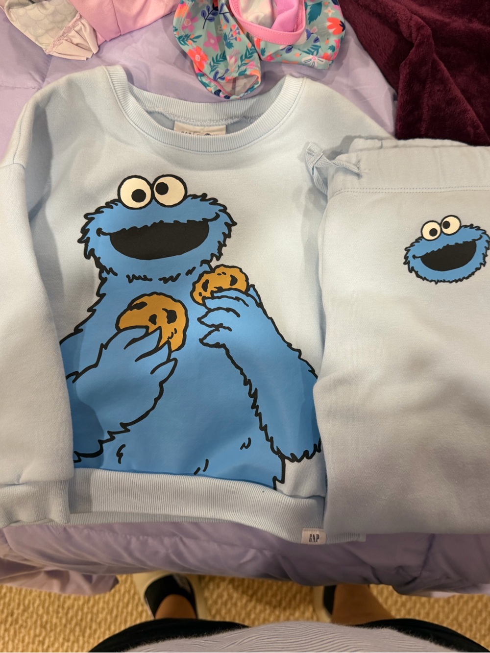 GAP Light Blue Kids Sweatshirt with Cookie Monster Graphic